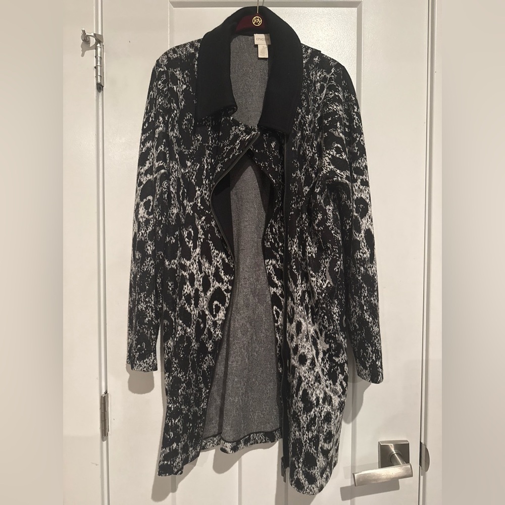 Chico's Black and White Patterned Cardigan